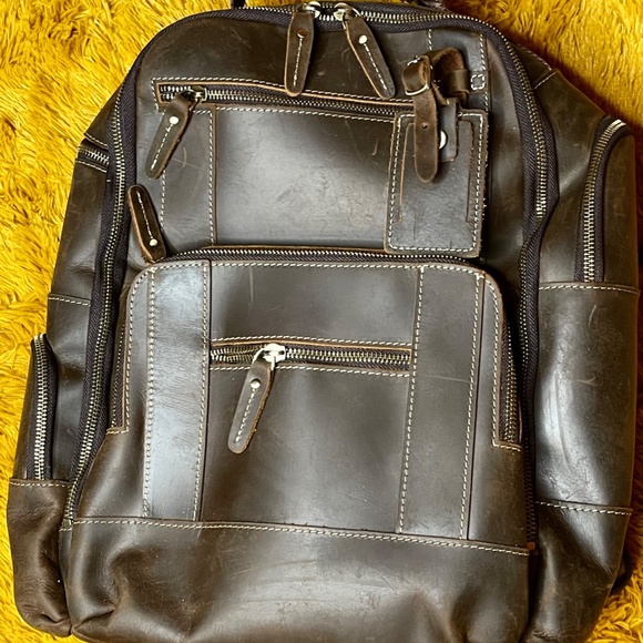 LEATHER BACKPACK - CHOCOLATE BROWN LEATHER BACKPACK - WOW! - Picture 3 of 11